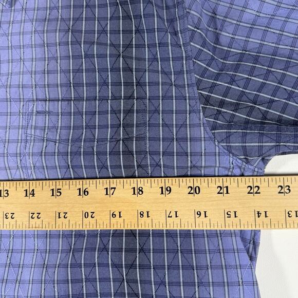 Tommy Bahama Men's M Silk Blend Shirt Purple Blue Ombre Check Long Sleeve - Picture 6 of 7